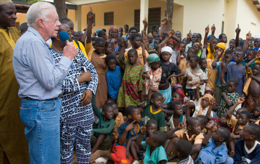 President Carter asked children outside Savelugu Hospital in Ghana