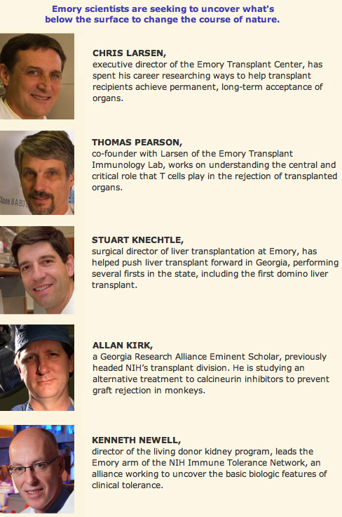 Emory transplant doctors and researchers