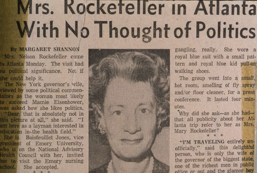  a 1959 news clipping of Mary Clark Rockefeller.