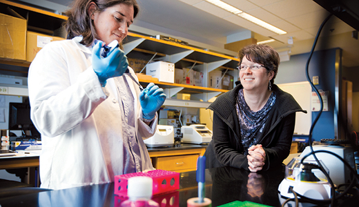 Jennifer Mullé (right), Rollins assistant professor of epidemiology, and Ann Dodd, research specialist, are studying the genetic variants that contribute to schizophrenia.